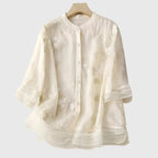 Clara | Elegant Top with Embroidered Flowers